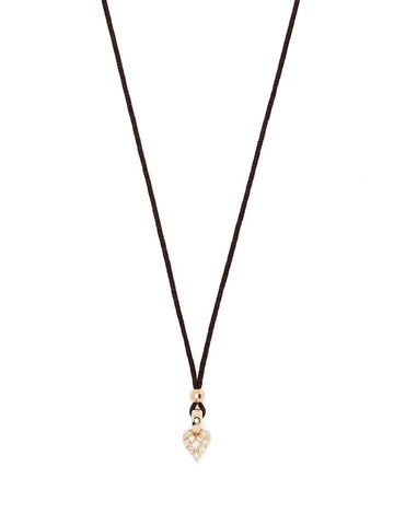 Mizuki - 14kt yellow gold polysilk cord and diamond heart pendant necklace - women - Diamond/14kt Yellow Gold/Silk - One Size