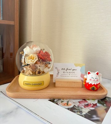 癒心花藝 | 橙木花嶼永生花名片座 開幕花禮/升遷花禮