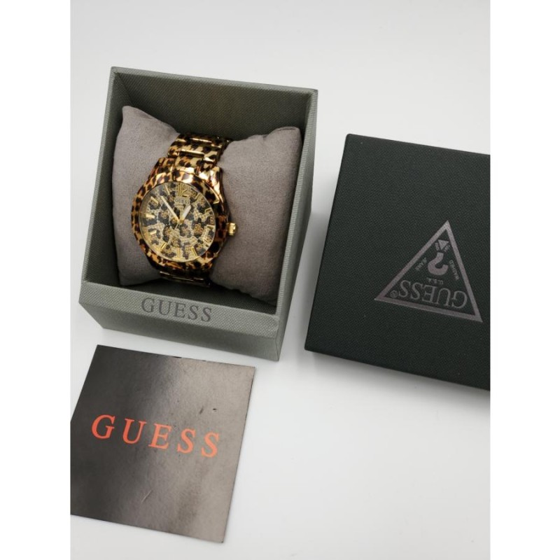 GUESS メンズ レディース腕時計 W0001L2 レオパード柄 ステンレス製