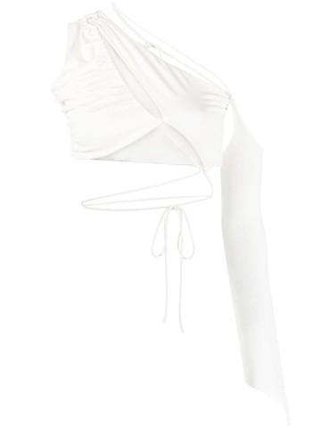MANURI - Giuly asymmetric crop top - women - Viscose/Elastane - M - White