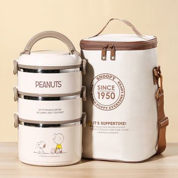 【優貝選】SNOOPY 史努比不鏽鋼三層便當盒套組2600ML