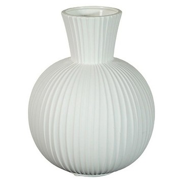 圓弧直條紋/歐式復古雅典風 陶瓷花瓶  大(28.2 x 22cm)  白色
