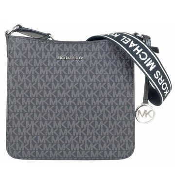 Michael Kors Jet Set 黑灰滿版防水布直立斜背包