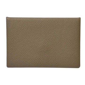 【二手名牌BRAND OFF】HERMES 愛馬仕 大象灰 Epsom皮革 Calvi 名片夾 零錢包 U刻