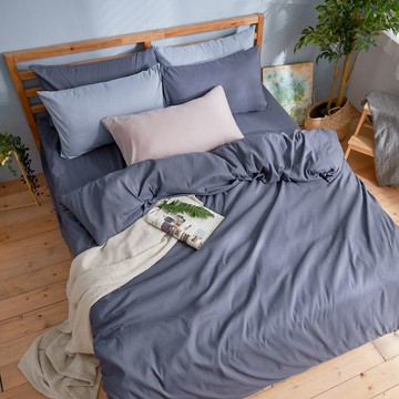 床包被套組(鋪棉兩用被套)-雙人 / 舒柔棉四件式 / 靜謐藍 台灣製
