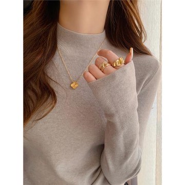 毛衣女秋冬2025新款爆款半高領羊毛打底衫高級感內搭黑色針織上衣