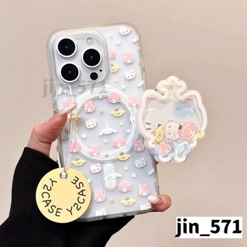 滿屏波點可愛 iPhone16ProMax 支架磁吸手機殼 磨砂 i15/i14 蘋果防摔殼 i13 12 11Pro