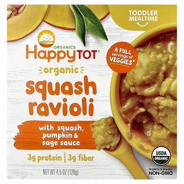 Happy Family Organics, Happy Tot，有機南瓜餛飩，適用於 2 歲及以上，4.5 盎司（128 克）