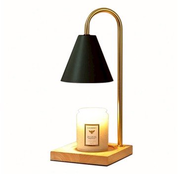 Armiya 可調光融蠟燈 橡木底座 + 鹵素燈泡x2組  黑色燈罩