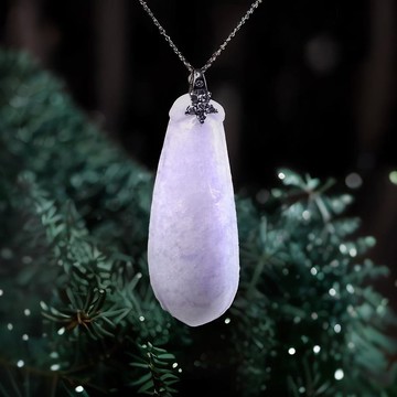 【福掛】紫羅蘭翡翠福瓜項鍊 925純銀 | 天然緬甸玉A貨翡翠 |送禮