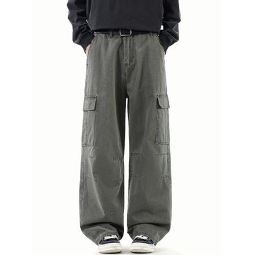 冬季工裝美式復古休閑褲男春秋款潮牌百搭寬松直筒長褲闊腿褲子