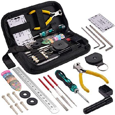 31Pcs Guitar Tool Kit, POGOLAB Guitar Repair Kit A Gift for Guitar Enthusiast Beginners Proscenium, Guitar String Winder Tool, Guitar Maintenance Kit,