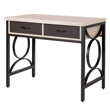 文創集 米哥3.2尺二抽圓弧鐵腳書桌(三色可選)-97x59x78cm免組