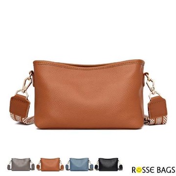 【Rosse Bags】簡約真皮荔枝紋軟面小肩包(現+預  黑色／藍色／灰色／棕色)