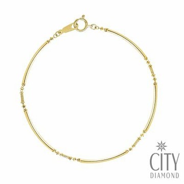 【City Diamond 引雅】18K 日本 刻面閃耀 彎竹節 黃K金 手鍊 (東京Yuki表參道系列)