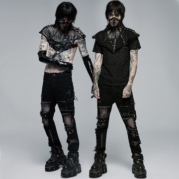 龐克墮天使網格做舊長褲