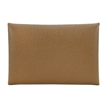 Hermes 愛馬仕 Calvi 雙色款釦式名片/零錢包(栗子灰/餅乾色)_廠商直送