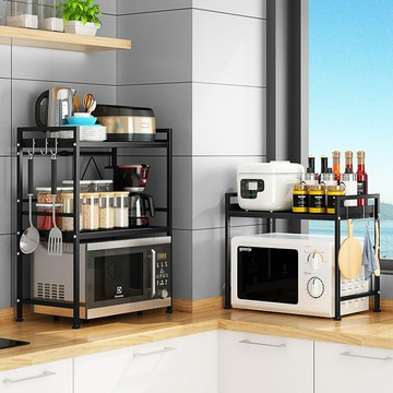 免運 廚房收納 整理 置物 落地多層廚房微波爐置物架子可伸縮臺面多層廚房調料瓶烤箱收納架 可開發票