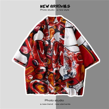 夏季中道袍男女浮世復古薄衫和服七分袖衫外套防曬衣潮