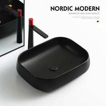 免運 破損補寄 台上盆 陶瓷盆 洗手盆 台上面盆 德國陶瓷臺上盆創意洗手盆啞光黑色磨砂臺上洗臉盆面盆陽臺盆單盆 工廠直銷 可批發 售後保障 5h12