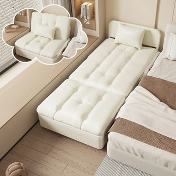 折疊沙發床 80x200公分 貓抓皮沙發床 坐躺兩用沙發床 床邊拼接床 加寬延伸床邊床