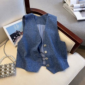 廣州十三行高貨爆款~小香風法式優雅粗花呢馬甲背心女顯瘦百搭潮