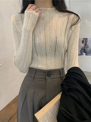 半高領氣質針織衫女秋冬2021新款洋氣內搭打底衫毛衣別致上衣ins