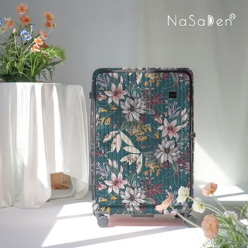 【NaSaDen 納莎登】25吋 萊茵系列前開行李箱 祕密花園土耳其藍大花聯名款 -廠商直送