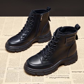 真皮馬丁靴女2025年新款英倫風爆款顯瘦厚底鞋子女秋冬季加絨短靴