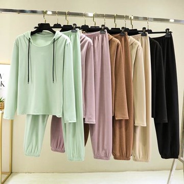 衛衣德絨加厚寬松套裝大碼秋冬款