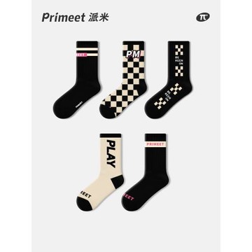 派米襪子女中筒襪春秋潮襪網紅款美式情侶款黑色運動黑色外穿長襪