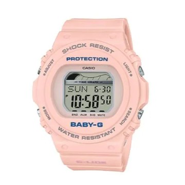 CASIO 卡西歐 BABY-G 復古衝浪電子女錶 樹脂錶帶 紅鶴粉 潮汐圖 防水200米 ( BLX-570-4 )