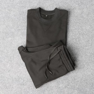 外貿男裝工廠尾貨剪標全棉毛圈休閑簡約居家套裝圓領衛衣衛褲男士