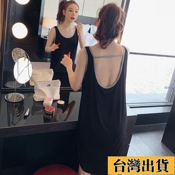 ⚡免運【新品上新】🌸【30天熱銷1233件】2-300斤超大碼無袖露美背性感睡裙女夏季薄款吊帶誘惑背心睡衣女