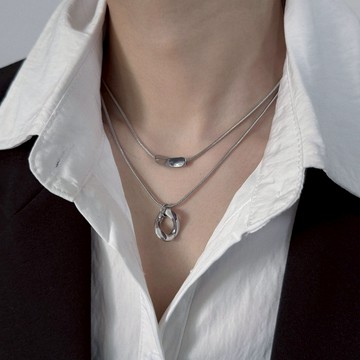 ☆LimeLight☆ 液態 方塊 方形 韓風  Y2K 飾品 鈦鋼 項鍊 男生項鍊 女生項鍊 ACC-C12018