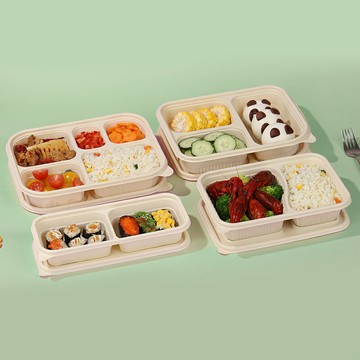 熱銷一次性玉米淀粉餐盒環保可降解分格打包盒三四五多格外賣快餐飯盒