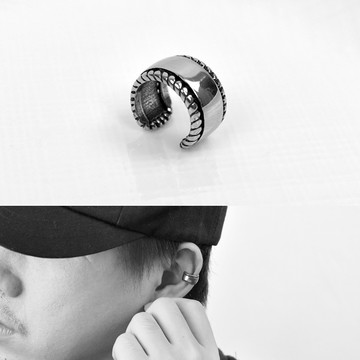 夾式耳環 素面麻花邊鋼耳骨夾【NDF20】