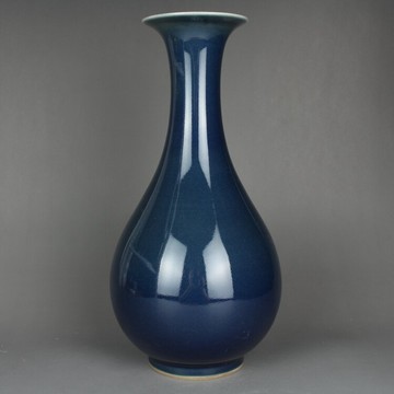 晚清民窯祭藍釉玉壺春 花瓶古玩古董陶瓷器手工仿古老貨收藏擺件