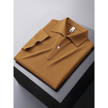 (免運)輕奢級夏季冰感古巴領polo衫男士短袖修身V領商務休閑痞帥翻領t恤