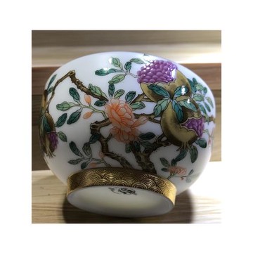 景德鎮陶瓷烈酒杯描金多子多福中式單只宮廷風100ml壽桃禮物茶杯