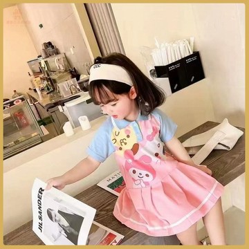 👍百搭童裝👍2025新品姐弟款洋氣夏季兄妹裝男童短袖POLO衫女童翻領百褶連衣裙 JXLN