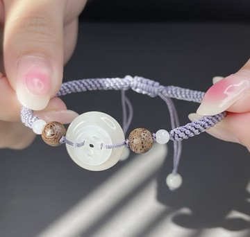 冰種翡翠古錢平安扣編織手鍊 | 天然緬甸玉A貨翡翠 | 送禮