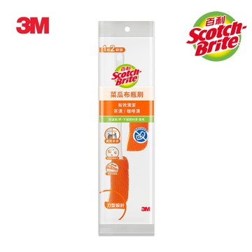 3M SB1H2R 百利菜瓜布瓶刷-橘色強力潔淨型(1柄2刷頭)