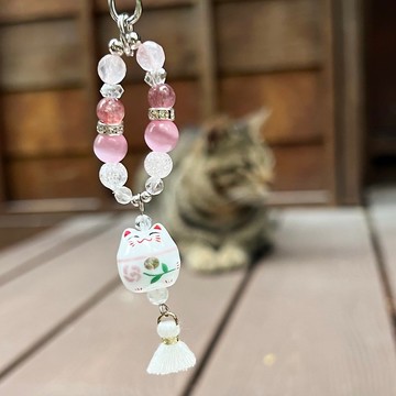 【春の櫻】貓咪水晶鑰匙圈