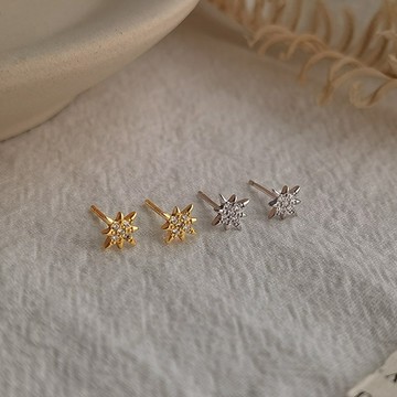 【SK飾品】全純銀耳環●八芒星耳環【9250230】睡覺可戴 洗澡可戴 S925純銀耳環