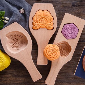 2022新款冰皮大月餅模具水晶餅綠豆糕餅印糍粑艾草粑青團家用木質