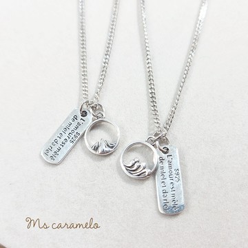限時限量 歐美泰銀項鍊 復古銀項鍊一對  送禮物 現貨商品【焦糖小姐 Ms caramelo 】925純銀 愛情宣言 男女皆可配戴
