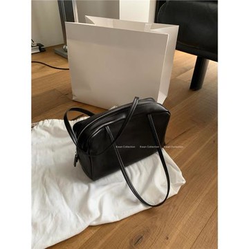 KWAN韓國小眾設計真皮保齡球包女極簡風大容量通勤單肩包2025新款