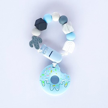 9顆 無字 仙人掌 彩虹 藍色甜甜圈固齒器 / 客製化奶嘴鏈