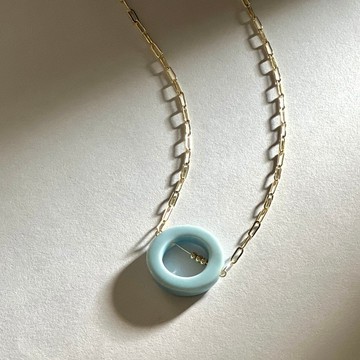 白瓷空氣藍項鍊 Air Blue 立體環